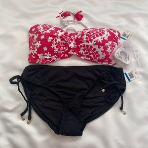 Anne Cole Pink/white Halter Top 2 Piece Bikini Swimsuit, Multi-Color